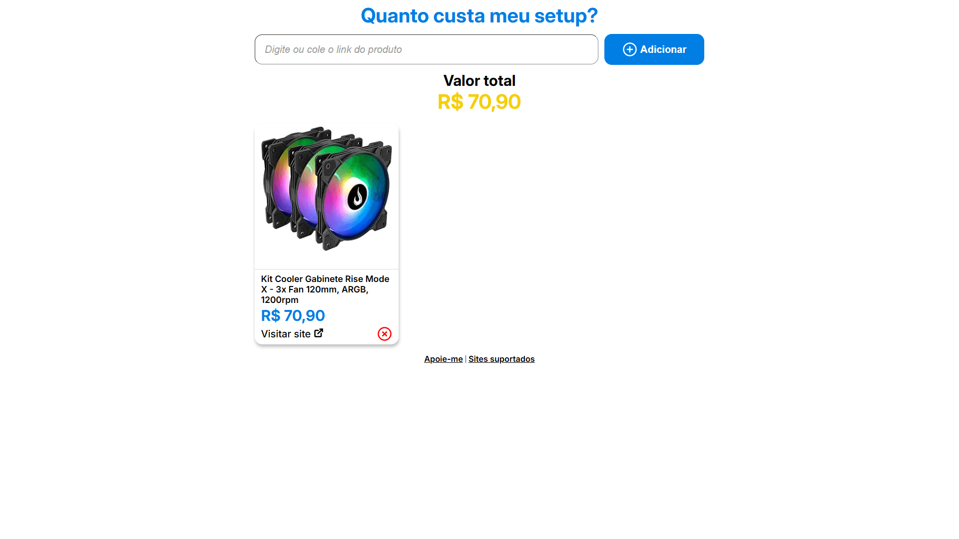 Screenshot do projeto QCMS - Quanto custa meu setup?